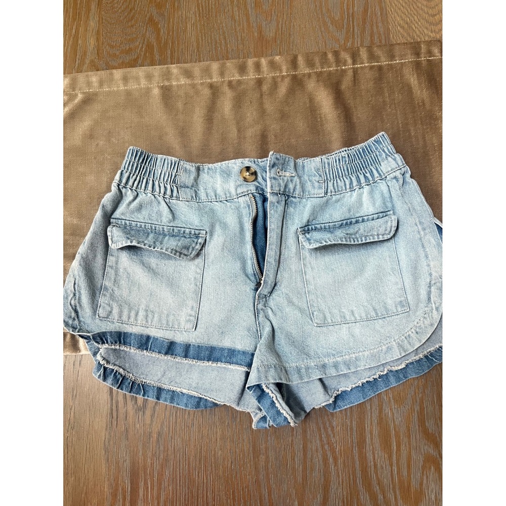 Banjara Light Wash Elastic Waist Cargo Denim Shorts 9